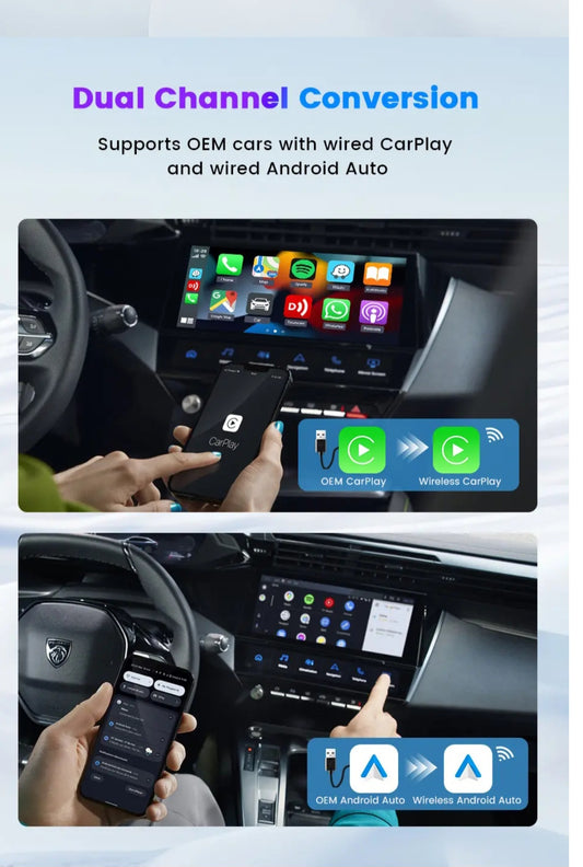 2'si 1 Arada Kablosuz CarPlay & Android Auto Adaptörü